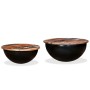 Set de 2 mesas de centro madera reciclada negra forma de bol de , Mesas de centro - Ref: Foro24-245257, Precio: 140,95 €, Des...