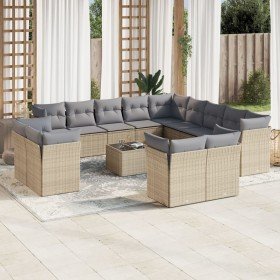Set sofás de jardín 14 pzas con cojines ratán sintético beige en Conjuntos de jardín | Comprar online en Foru.es