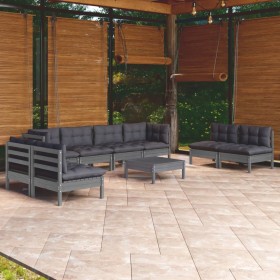 Juego de muebles de jardín 9 pzas y cojines madera maciza pino de , Conjuntos de jardín - Ref: Foro24-3096240, Precio: 731,90...