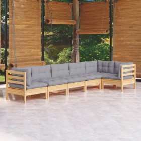 Juego de muebles de jardín 6 pzas y cojines madera de pino de , Conjuntos de jardín - Ref: Foro24-3096393, Precio: 494,62 €, ...