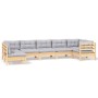 Juego de muebles de jardín 7 pzas y cojines madera pino gris de , Conjuntos de jardín - Ref: Foro24-3096429, Precio: 534,84 €...