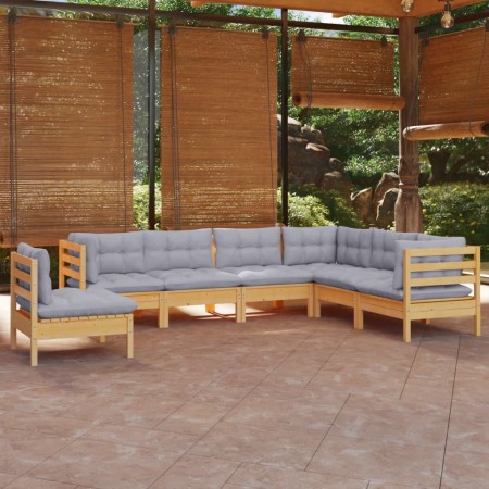 Juego de muebles de jardín 7 pzas y cojines madera maciza pino de , Conjuntos de jardín - Ref: Foro24-3096718, Precio: 534,84...