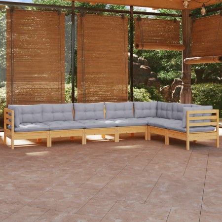 Juego de muebles de jardín 7 pzas y cojines madera maciza pino de , Conjuntos de jardín - Ref: Foro24-3096694, Precio: 534,84...