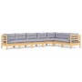 Juego de muebles de jardín 7 pzas y cojines madera maciza pino de , Conjuntos de jardín - Ref: Foro24-3096694, Precio: 534,84...