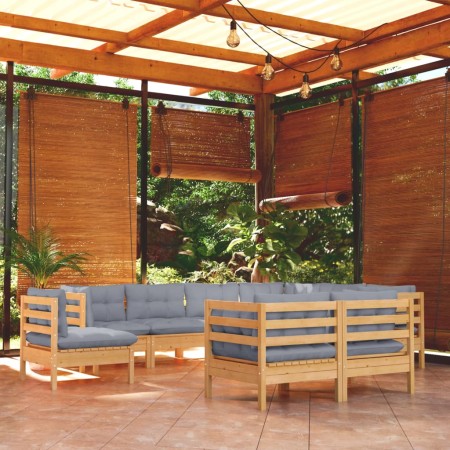Juego de muebles de jardín 9 pzas y cojines madera maciza pino de , Conjuntos de jardín - Ref: Foro24-3096766, Precio: 731,82...
