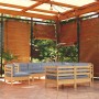 Juego de muebles de jardín 9 pzas y cojines madera maciza pino de , Conjuntos de jardín - Ref: Foro24-3096766, Precio: 731,82...