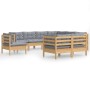 Juego de muebles de jardín 9 pzas y cojines madera maciza pino de , Conjuntos de jardín - Ref: Foro24-3096766, Precio: 731,82...