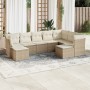 Set de sofás de jardín 9 pzas con cojines ratán sintético beige en Conjuntos de jardín | Comprar online en Foru.es