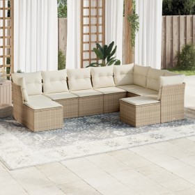 Set de sofás de jardín 9 pzas con cojines ratán sintético beige en Conjuntos de jardín | Comprar online en Foru.es