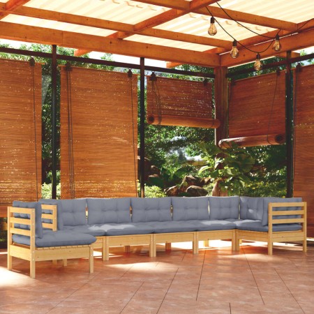 Juego de muebles de jardín 8 pzas y cojines madera maciza pino de , Conjuntos de jardín - Ref: Foro24-3096730, Precio: 670,74...