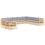 Juego de muebles de jardín 10 pzas y cojines madera maciza pino de , Conjuntos de jardín - Ref: Foro24-3096910, Precio: 824,8...