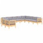 Juego de muebles de jardín 10 pzas y cojines madera maciza pino de , Conjuntos de jardín - Ref: Foro24-3096910, Precio: 824,8...