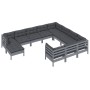 Muebles de jardín 11 pzas y cojines gris madera de pino de , Conjuntos de jardín - Ref: Foro24-3097045, Precio: 909,69 €, Des...