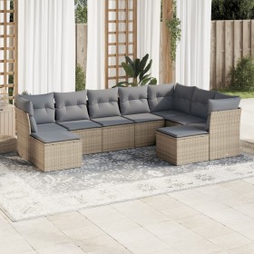 Set de sofás de jardín 9 pzas con cojines ratán sintético beige en Conjuntos de jardín | Comprar online en Foru.es