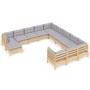 Muebles de jardín 12 pzas y cojines madera de pino gris de , Conjuntos de jardín - Ref: Foro24-3097066, Precio: 905,16 €, Des...