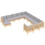 Muebles de jardín 12 pzas y cojines madera de pino gris de , Conjuntos de jardín - Ref: Foro24-3097066, Precio: 905,16 €, Des...
