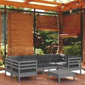 Juego de muebles de jardín 7 pzas y cojines madera de pino gris de , Conjuntos de jardín - Ref: Foro24-3097303, Precio: 585,3...