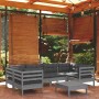 Juego de muebles de jardín 7 pzas y cojines madera de pino gris de , Conjuntos de jardín - Ref: Foro24-3097303, Precio: 584,6...