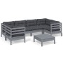 Juego de muebles de jardín 7 pzas y cojines madera de pino gris de , Conjuntos de jardín - Ref: Foro24-3097303, Precio: 584,6...