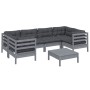 Juego de muebles de jardín 7 pzas y cojines madera de pino gris de , Conjuntos de jardín - Ref: Foro24-3097303, Precio: 584,6...