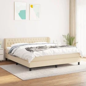 Box spring bed with cream fabric mattress 180x200 cm by , Beds and slatted bases - Ref: Foro24-3126506, Price: 584,79 €, Disc...