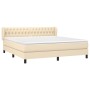 Cama box spring con colchón tela color crema 180x200 cm de , Camas y somieres - Ref: Foro24-3126506, Precio: 596,94 €, Descue...