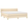 Cama box spring con colchón tela color crema 180x200 cm de , Camas y somieres - Ref: Foro24-3127066, Precio: 612,04 €, Descue...