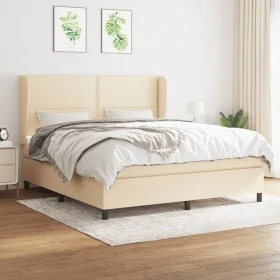 Boxspringbett mit cremefarbener Stoffmatratze 160x200 cm von , Betten und Lattenroste - Ref: Foro24-3127898, Preis: 568,71 €,...