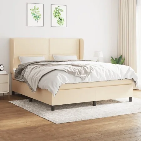 Box spring bed with cream fabric mattress 160x200 cm by , Beds and slatted bases - Ref: Foro24-3127898, Price: 568,71 €, Disc...