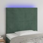 Cabecero con luces LED terciopelo verde oscuro 90x5x118/128 cm de , Cabeceros y pies de cama - Ref: Foro24-3122183, Precio: 8...