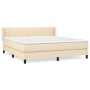Cama box spring con colchón tela color crema 180x200 cm de , Camas y somieres - Ref: Foro24-3129894, Precio: 574,52 €, Descue...