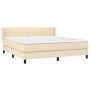 Cama box spring con colchón tela color crema 180x200 cm de , Camas y somieres - Ref: Foro24-3129894, Precio: 574,52 €, Descue...