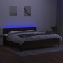 Cama box spring colchón luces LED tela marrón oscuro 200x200 cm de , Camas y somieres - Ref: Foro24-3133344, Precio: 592,79 €...