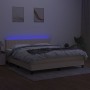 Cama box spring colchón y luces LED tela crema 180x200 cm de , Camas y somieres - Ref: Foro24-3133338, Precio: 572,56 €, Desc...