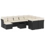 Set de sofás de jardín 11 pzas y cojines ratán sintético negro en Conjuntos de jardín | Comprar online en Foru.es