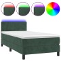 Cama box spring colchón y LED terciopelo verde oscuro 100x200cm de , Camas y somieres - Ref: Foro24-3134270, Precio: 321,93 €...