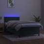 Cama box spring colchón y LED terciopelo verde oscuro 100x200cm de , Camas y somieres - Ref: Foro24-3134270, Precio: 321,93 €...