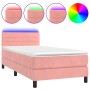 Cama box spring colchón y LED terciopelo rosa 100x200 cm de , Camas y somieres - Ref: Foro24-3134452, Precio: 305,26 €, Descu...