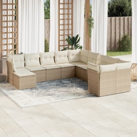 Set de sofás de jardín 11pzas con cojines ratán sintético beige en Conjuntos de jardín | Comprar online en Foru.es