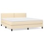 Cama box spring con colchón tela color crema 180x200 cm de , Camas y somieres - Ref: Foro24-3139998, Precio: 543,79 €, Descue...