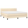 Cama box spring con colchón tela color crema 160x200 cm de , Camas y somieres - Ref: Foro24-3140150, Precio: 504,39 €, Descue...