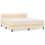 Cama box spring con colchón tela color crema 180x200 cm de , Camas y somieres - Ref: Foro24-3140318, Precio: 580,80 €, Descue...