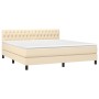 Cama box spring con colchón tela color crema 180x200 cm de , Camas y somieres - Ref: Foro24-3140318, Precio: 580,80 €, Descue...