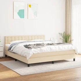 Box spring bed with cream fabric mattress 180x200 cm by , Beds and slatted bases - Ref: Foro24-3140398, Price: 555,24 €, Disc...
