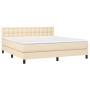 Cama box spring con colchón tela color crema 180x200 cm de , Camas y somieres - Ref: Foro24-3140398, Precio: 566,35 €, Descue...