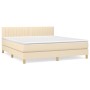 Cama box spring con colchón tela color crema 180x200 cm de , Camas y somieres - Ref: Foro24-3140798, Precio: 577,32 €, Descue...