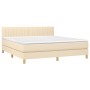 Cama box spring con colchón tela color crema 180x200 cm de , Camas y somieres - Ref: Foro24-3140798, Precio: 577,32 €, Descue...