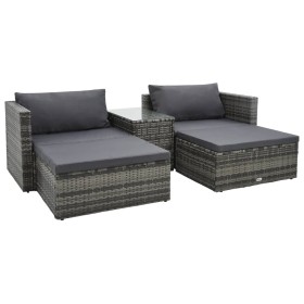 Set de muebles de jardín 5 pzas y cojines ratán sintético gris de vidaXL, Conjuntos de jardín - Ref: Foro24-47814, Precio: 45...