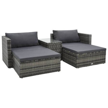Set de muebles de jardín 5 pzas y cojines ratán sintético gris de vidaXL, Conjuntos de jardín - Ref: Foro24-47814, Precio: 45...