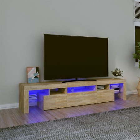 Mueble de TV con luces LED roble Sonoma 200x36,5x40 cm de , Muebles TV - Ref: Foro24-3152812, Precio: 158,89 €, Descuento: %